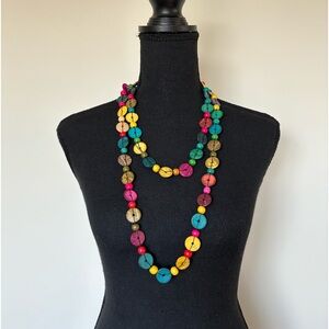 🌷Sale🌷Multi Color Coco Wood Long Bohemian Multiway Wear Necklace